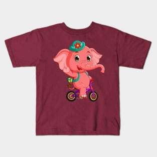 elephant riding bicycle Kids T-Shirt